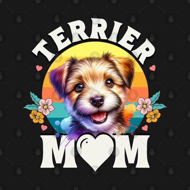 Colorful Terrier Mom Retro Sunset Dog Lover by JJDezigns