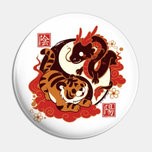 yin and yang tiger and dragon Pin