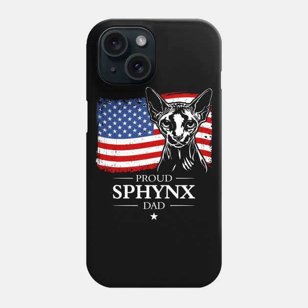 Proud Sphynx Dad American Flag patriotic cat Phone Case by wilsigns