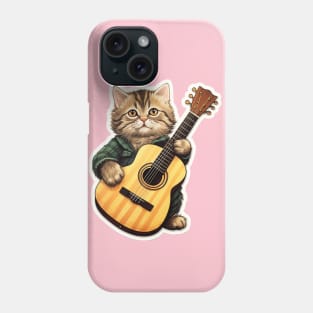 Cat Playing Guitar - Funny Guitar Cat T-Shirt Phone Case