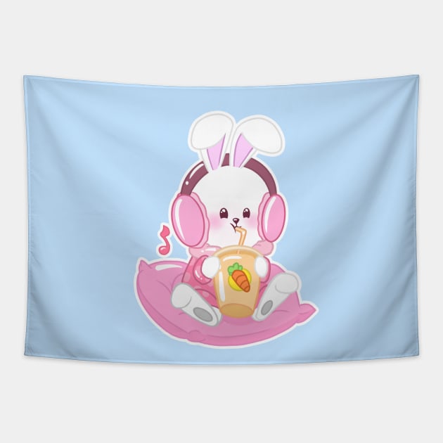 Cute Rabbit Tapestry by petlogo.id