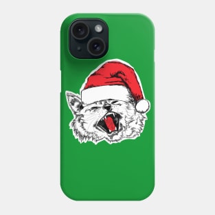 Caroling Christmas Cat in Santa Hat Phone Case