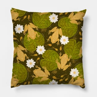 Frogs in Lily Pond Pillow