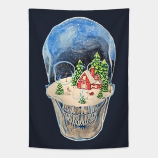 Skull Snow Globe Tapestry