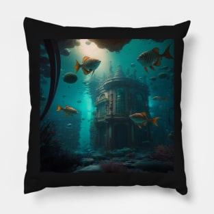 Cyberpunk Underwater Museum Pillow