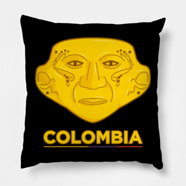 An ancient colombian indigenous representation of human face Pillow by Drumsartco