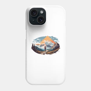 Girl walks a trail through the mountains Phone Case