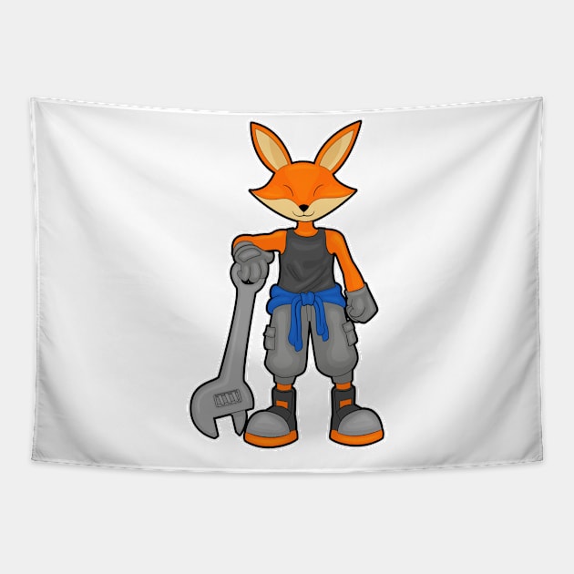 Fox as Mechanic with Spanner Tapestry by Markus Schnabel