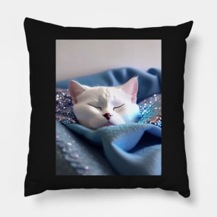 Sleepy White British Shorthair Cat Pillow