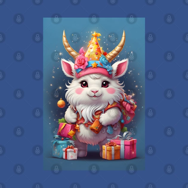 Cute Party Goat with Gifts Illustration by Leon Star Shop