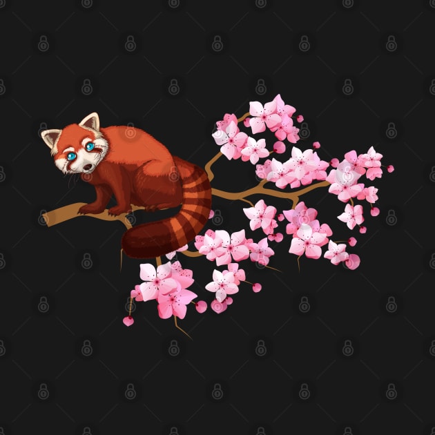 Red Panda Japanese Cherry Blossom Tree by TeddyTees