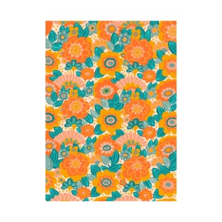 Orange Floral Print T-Shirt