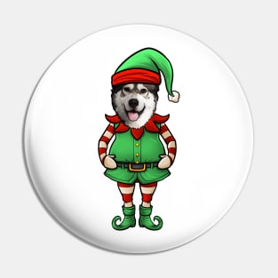 Alaskan Malamute Christmas Elf Pin