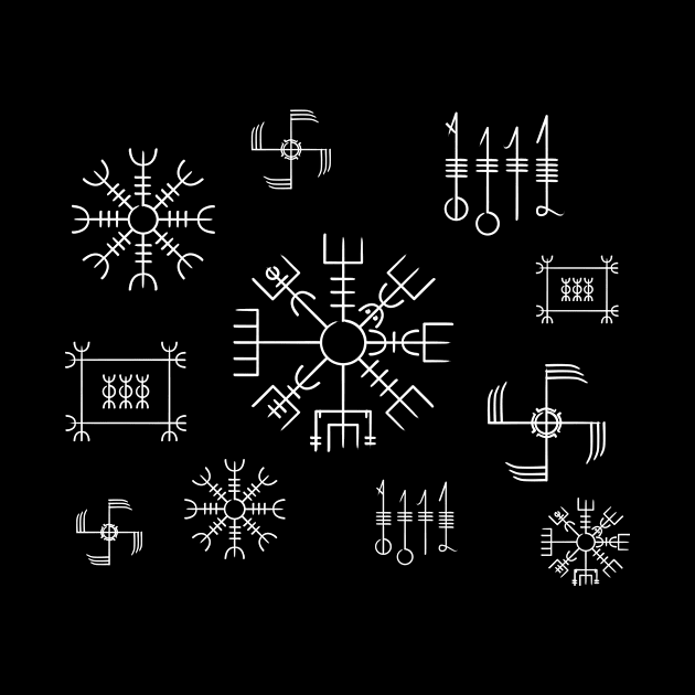 Icelandic Staves Pattern in Black & White by Time Nomads