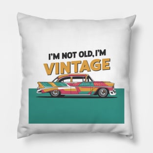 "Timeless Ride: Vintage Classic Car Illustration" - I,m Not Old Pillow