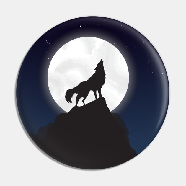 Wolf Howling Pin by MaiKStore