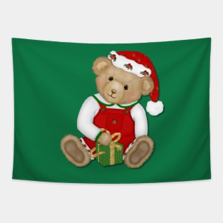 Teddy Bear Boy Beary Merry Christmas Tapestry