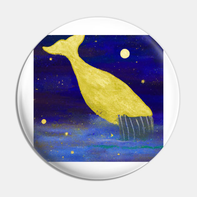 Abstract whale in night sky - golden stars Pin by Faeblehoarder