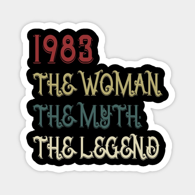 Vintage Retro 37th Birthday Gift Womens 1983 Legend Magnet by Damsin