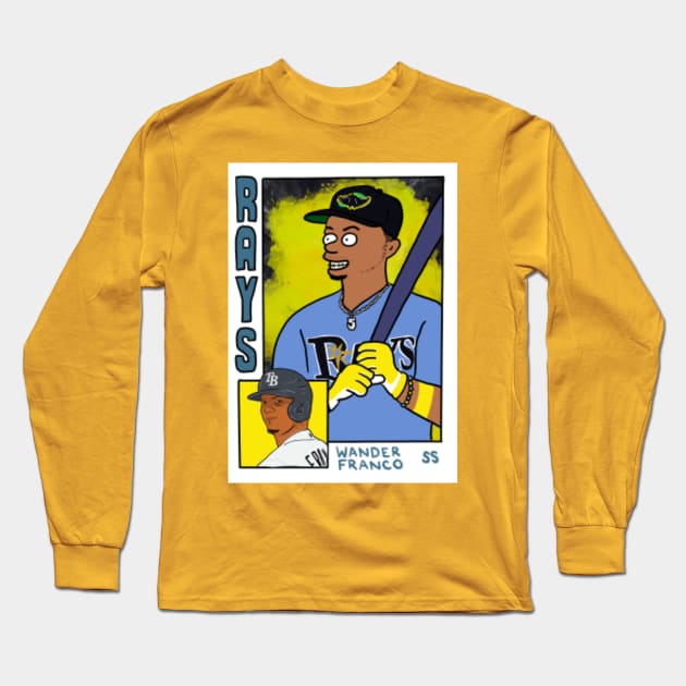 Wander Franco Simpsons Inspired Baseball Card Parody by cousscards T-Shirt  - Tampa Bay Rays - Long Sleeve T-Shirt