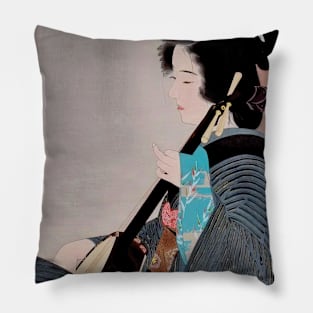 Melodic Geisha - Japanese Ukiyo-e Portrait Pillow