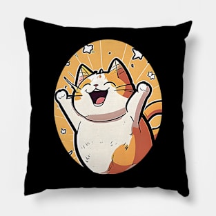 Fat Cat Happy - Funny Cute Cat Pillow