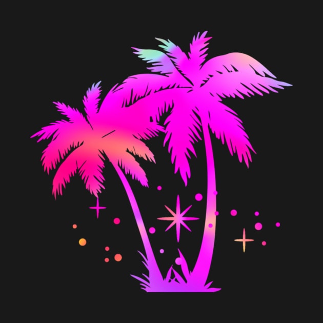 Hot Pink Rainbow Palm Trees With Glitter Stars by ThePinkPrincessShop