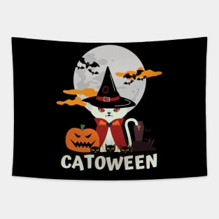 Catoween, cat halloween, cat lover, happy halloween Tapestry