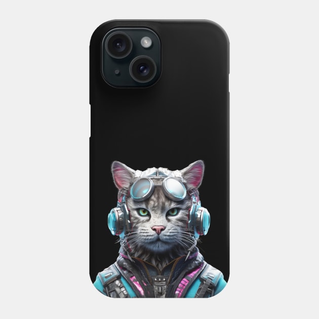 Ashen Aesthetics - The Stylish Cyborg Cat Phone Case by Lematworks