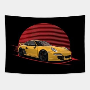 yellow 997 GT3 Tapestry