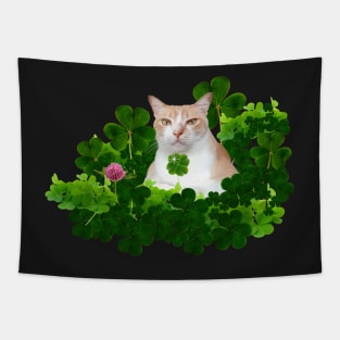 You Are My Lucky Charm (Kitty Holding 4 Leaf Clover) Tapestry