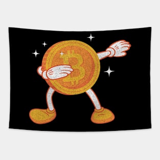 Funny Bitcoin logo dabbing character kids gifts Tapestry