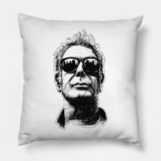 Anthony Bourdain Retro Black Pillow