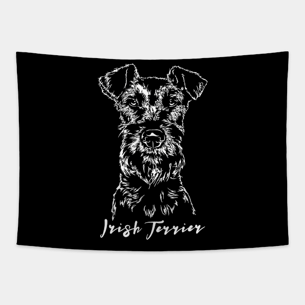 Irish Terrier dog portrait Tapestry by wilsigns