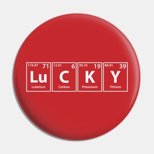 Lucky (Lu-C-K-Y) Periodic Elements Spelling Pin