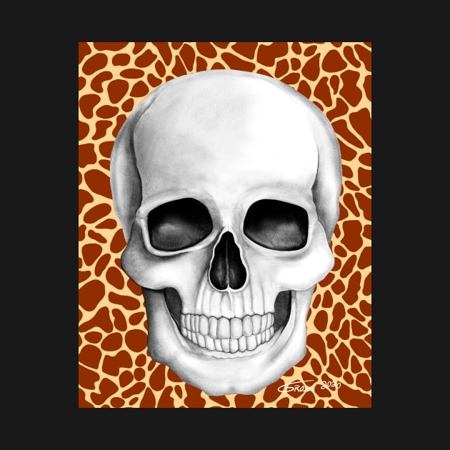 Skull (On Giraffe Print Background) by GDGCreations