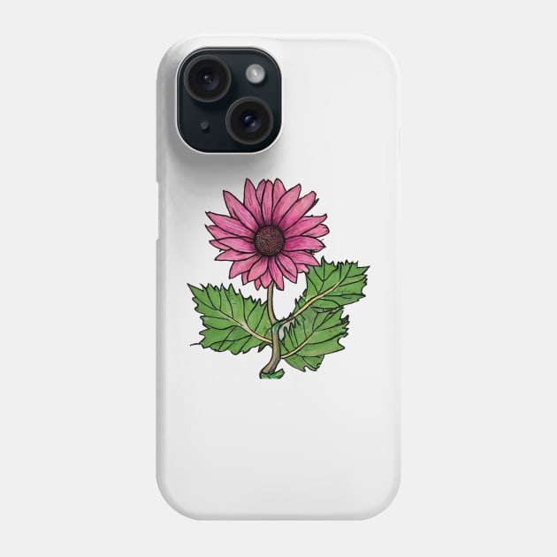 Pink Flower Drawing Phone Case by PhotoSphere