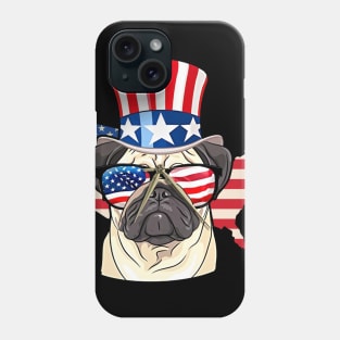 Patriotic Pug Dog Lover Flag Colors 4th of July Tank Top Phone Case