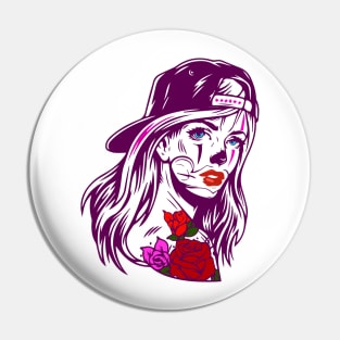 Cool girl's face Pin