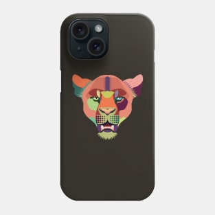 techno lion in orange and green Phone Case