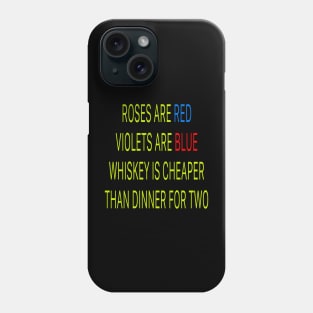 Roses are red violets are blue Whiskey is cheaper than dinner for two Phone Case