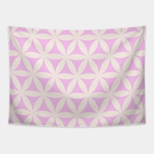 Flower of Life, Sacred Geometry / Ivory and Bright Lilac Shades Tapestry