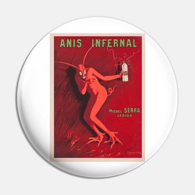 Vintage Anis Infernal Liqueur Advertising Art - Devil / Satan Pin by Naves