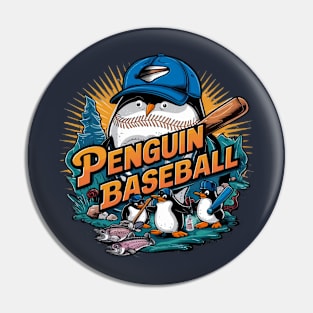 penguin ready to play baseball Pin