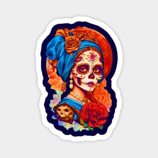 Sugar Skull Halloween. Girl with a Pearl Earring Magnet