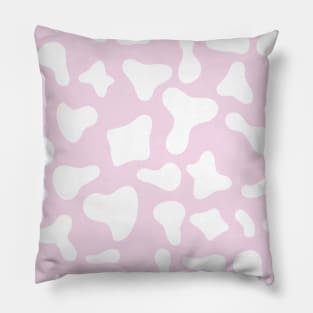 White Diary Cow Print Pattern on Pink Background Pillow