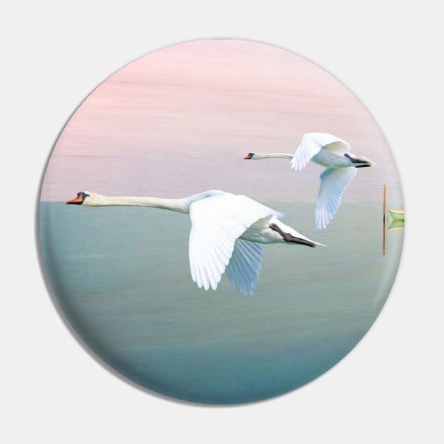 Mute Swans at Sunrise Pin by lauradyoung