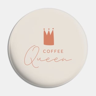 Coffee Queen in red letters Pin