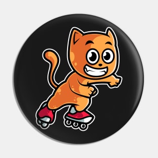 Orange Cat Retro Roller Skate product Pin
