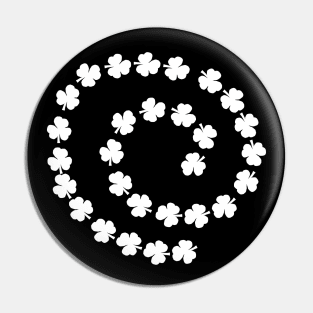 White Shamrock Spiral St Patricks Day Pin